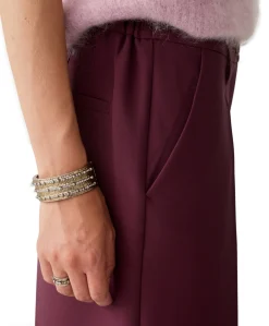 Trousers wide legs foam uni dames broek bordeaux