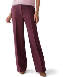 Trousers wide legs foam uni dames broek bordeaux
