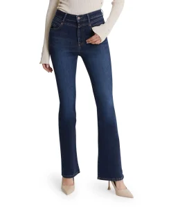 ultra high waist flare dames jeans blauw