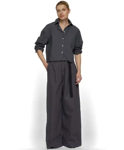 wide jog twill dames broek grijs