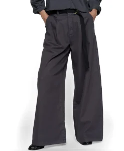 wide jog twill dames broek grijs