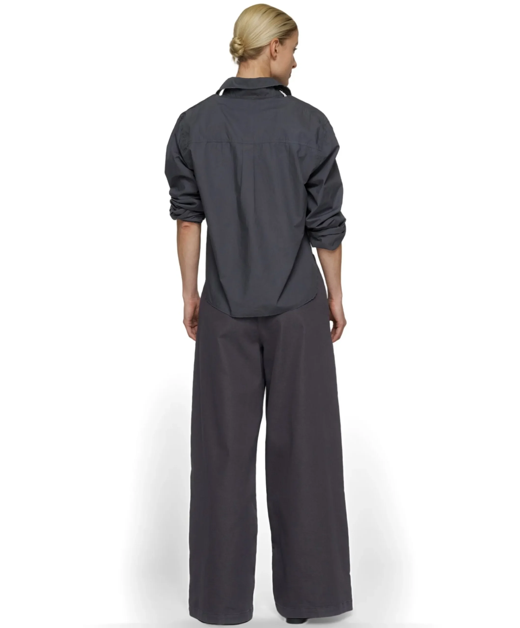wide jog twill dames broek grijs