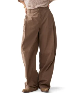 Wideleg Brisk cotton twill dames broek beige