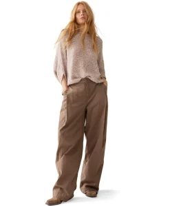 Wideleg Brisk cotton twill dames broek beige