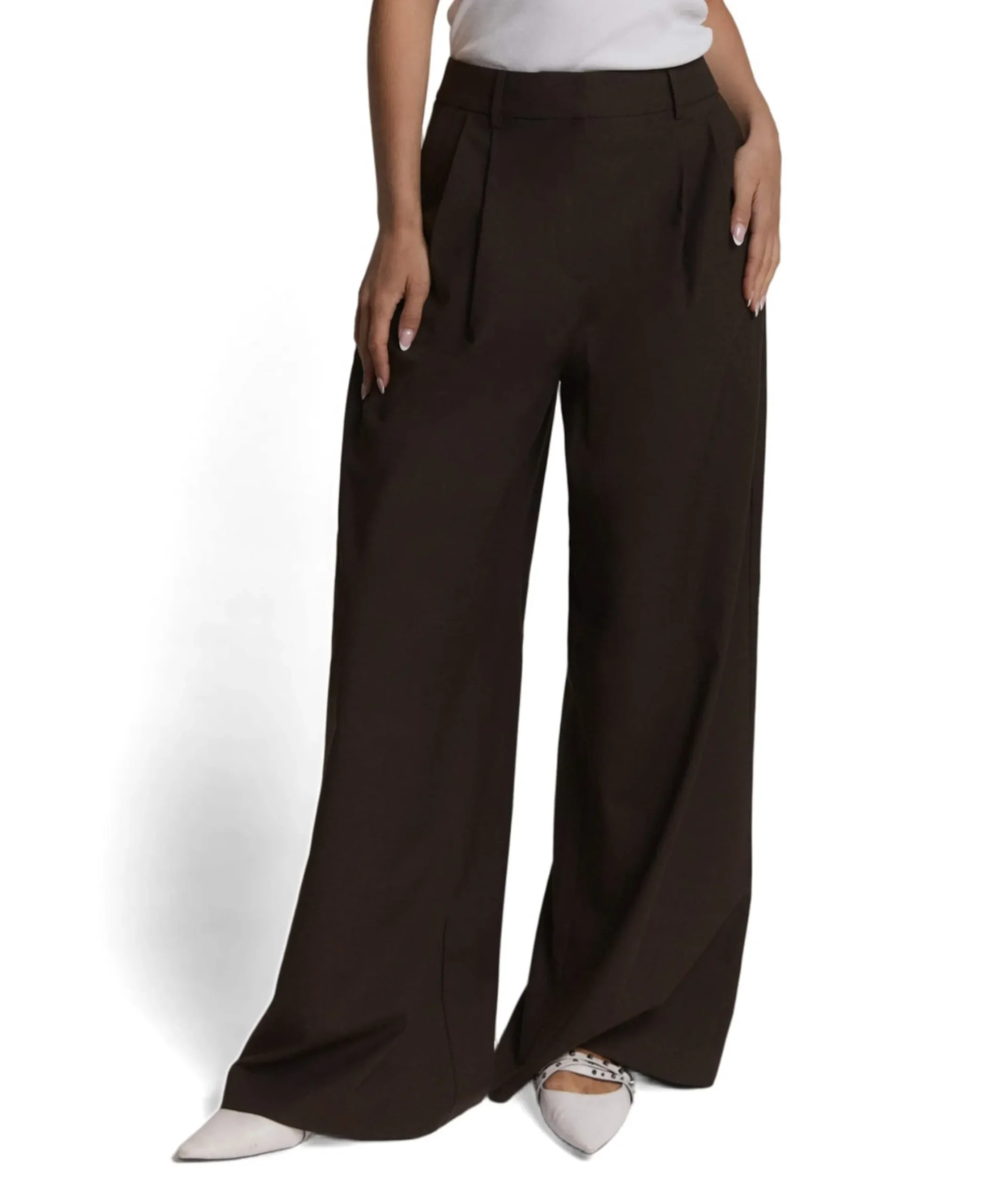WIDE LEG dames broek bruin