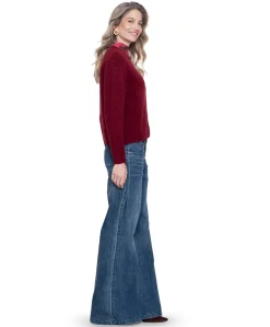 Wide long plead dames jeans blauw