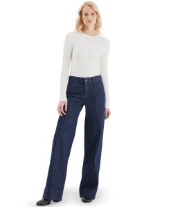wide straight dames jeans blauw