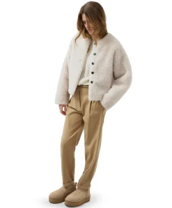 Zachte geweven dames broek beige
